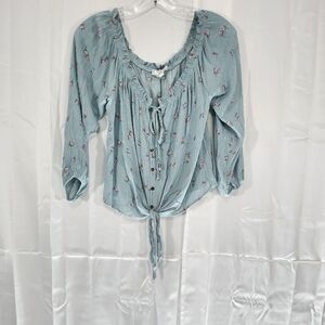 Hippie Rose Size Large Blue Green Off-the-shoulder